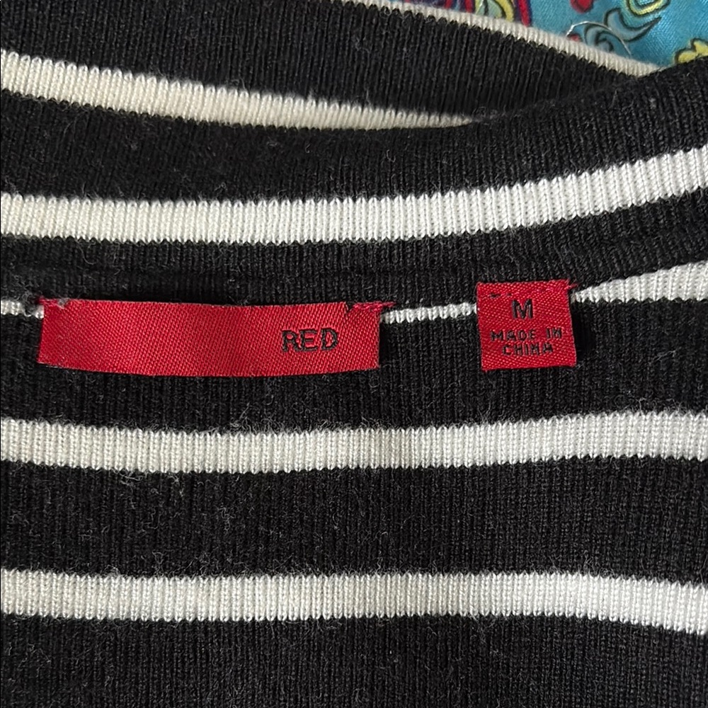 Black and White Striped Cardigan Sweater by Red - Picture 3 of 6
